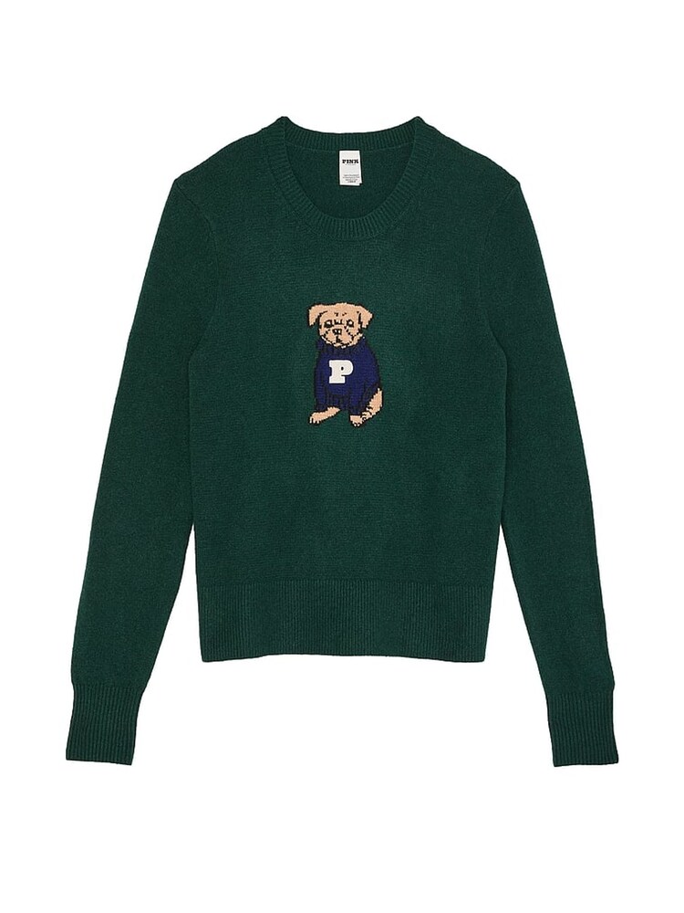 Victoria's Secret PINK Deep Forest Green Dog Knitted Jumper - Image 4 of 4