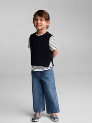Mango Blue 100% Cotton Culotte Jeans - Image 1 of 5