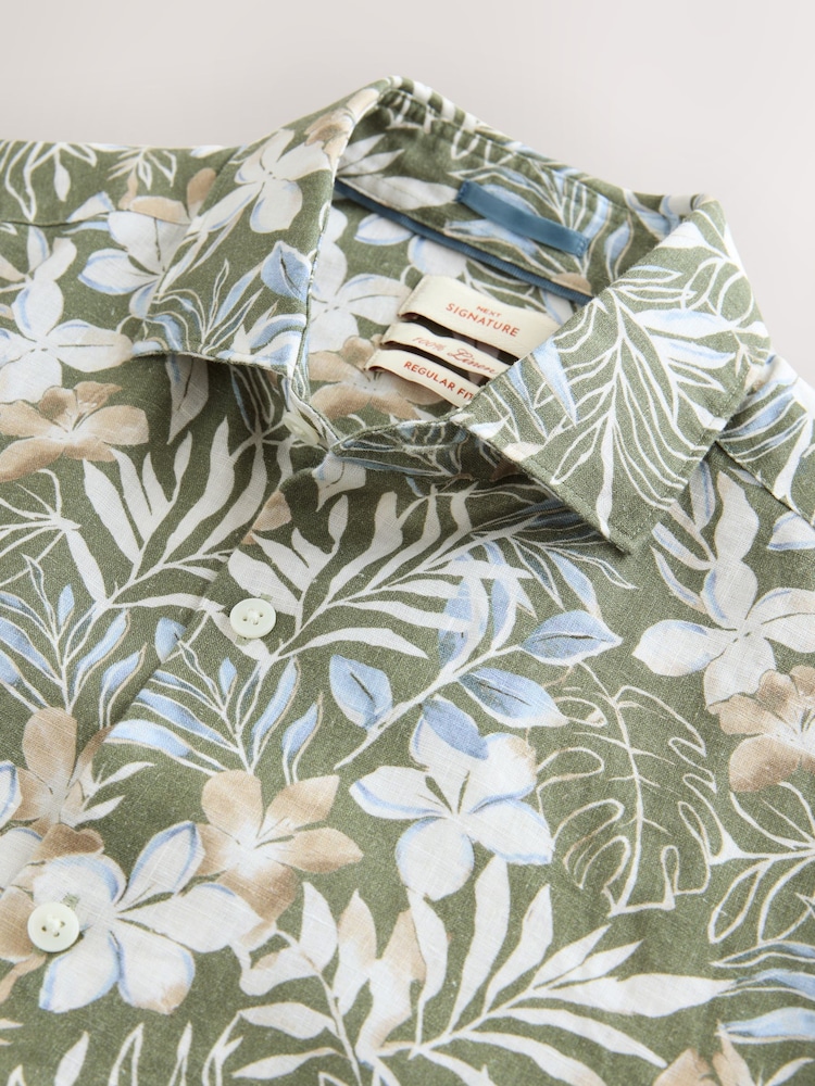 Neutral Signature 100% Linen Floral Print Short Sleeve Shirt - Image 8 of 8 Neutral Signature 100% Linen Floral Print Short Sleeve Shirt - Image 8 of 8