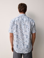 Blue Watercolour Floral Regular Fit Print Short Sleeve Shirt - Image 3 of 8