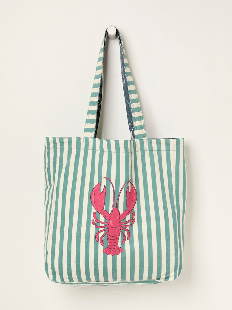FatFace Blue Seahorse Reversible 100% Cotton Tote Bag - Image 2 of 2
