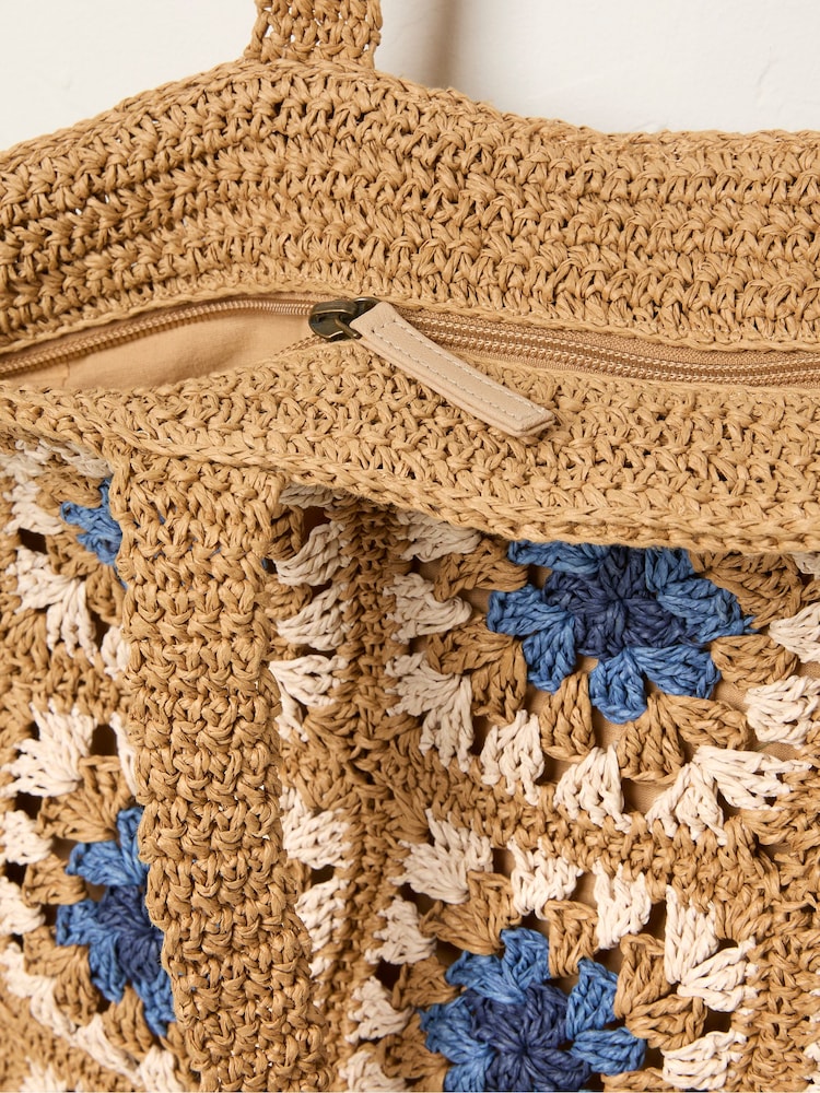 FatFace Natural Tile Straw Bag - Image 2 of 2