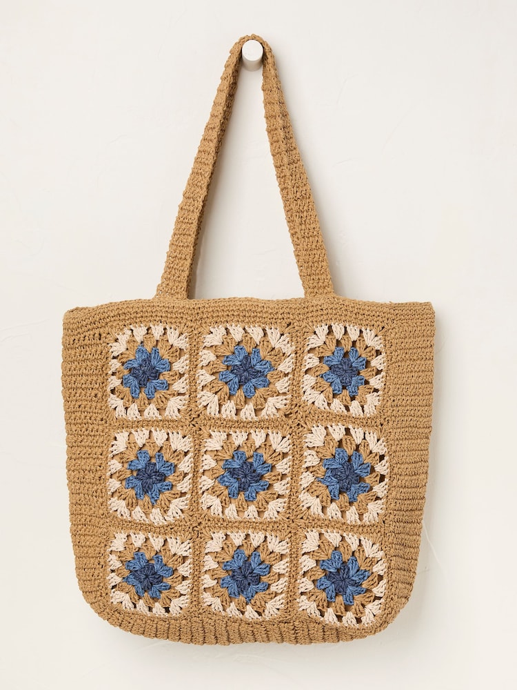 FatFace Natural Tile Straw Bag - Image 3 of 4