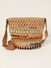FatFace Multi Raffia Cross-Body Bag - Image 1 of 4