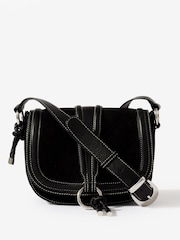 Mint Velvet Black Harper Suede Saddle Bag - Image 1 of 4
