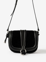 Mint Velvet Black Harper Suede Saddle Bag - Image 2 of 4