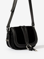 Mint Velvet Black Harper Suede Saddle Bag - Image 3 of 4