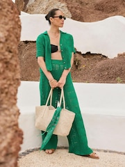 Mint Velvet Green Crochet Shell Shirt - Image 2 of 6