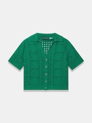 Mint Velvet Green Crochet Shell Shirt - Image 5 of 6