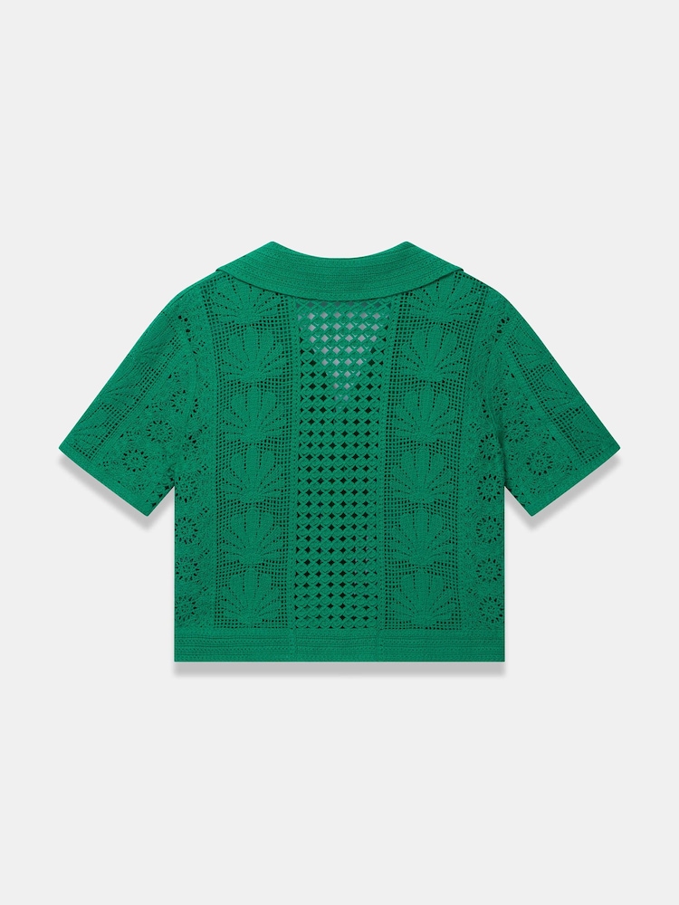 Mint Velvet Green Crochet Shell Shirt - Image 6 of 6