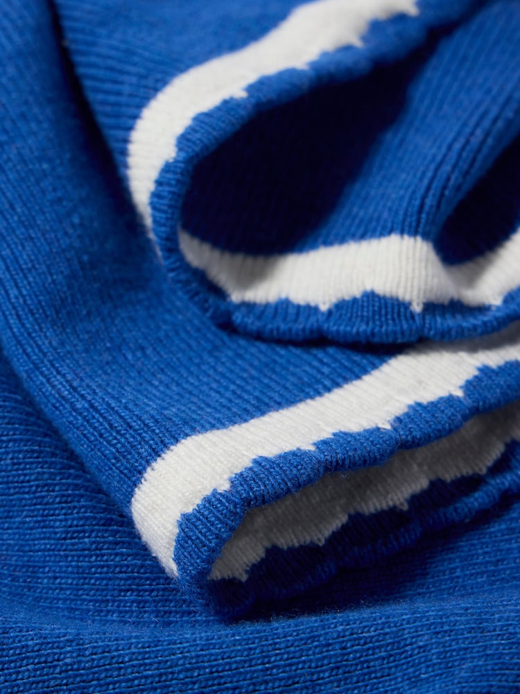 Mint Velvet Blue Scallop Edge Knit Scarf - Image 3 of 3 Mint Velvet Blue Scallop Edge Knit Scarf - Image 3 of 3