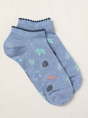 FatFace Blue Turtle Trainer Socks - Image 1 of 2