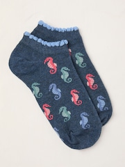 FatFace Blue Seahorse Trainer Socks - Image 1 of 2