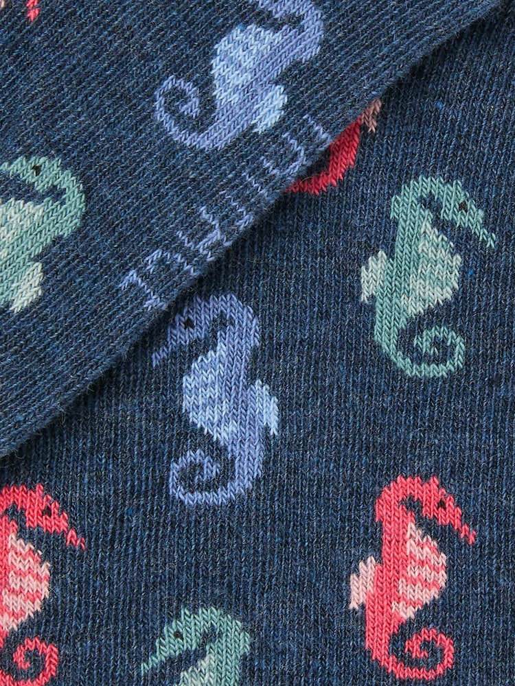 FatFace Blue Seahorse Trainer Socks - Image 2 of 2