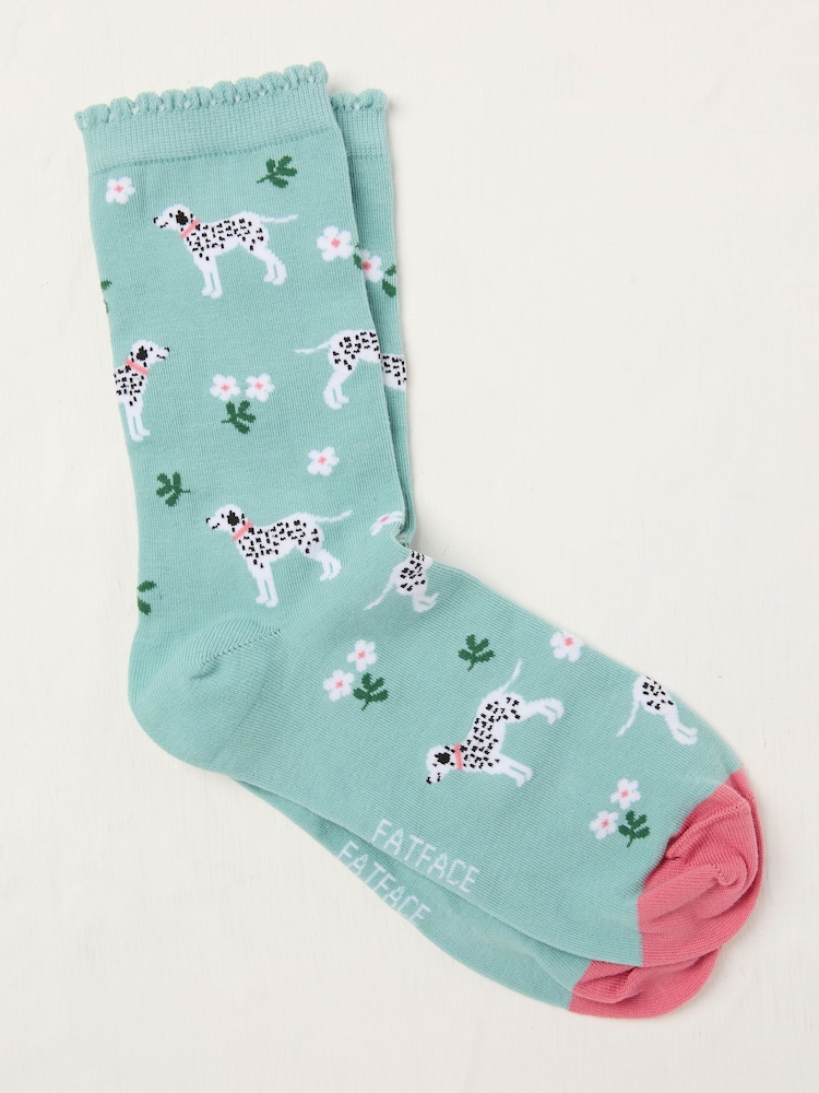 FatFace Green Daisy Dog Socks - Image 1 of 2
