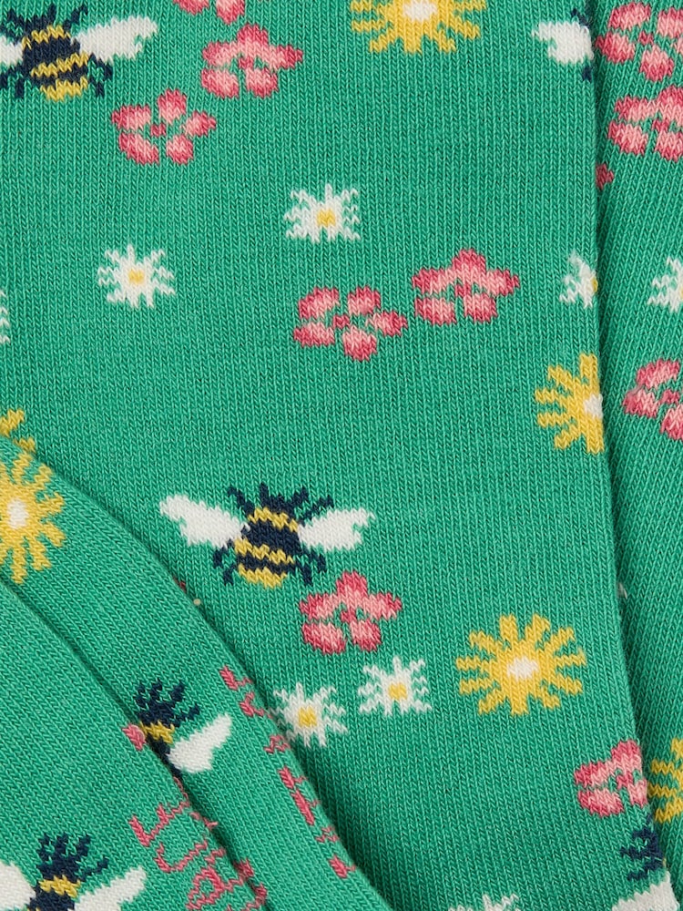 FatFace Green Floral Bee Socks - Image 2 of 2