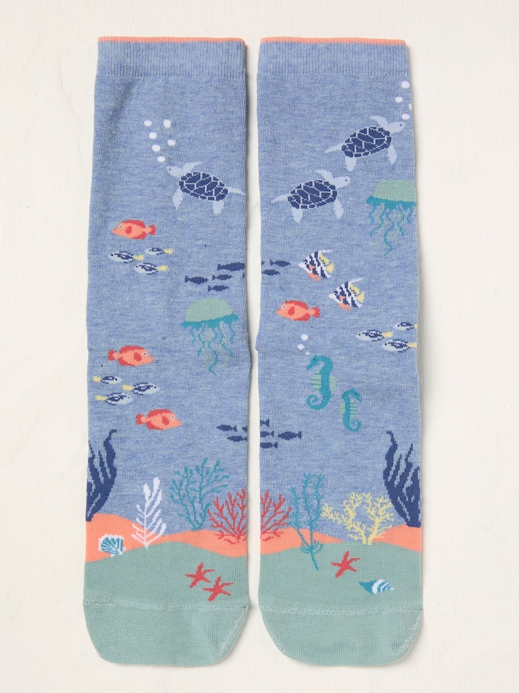 FatFace Blue Sealife Socks - Image 1 of 2
