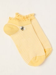 FatFace Yellow Embroidered Bee Trainer Socks - Image 1 of 2