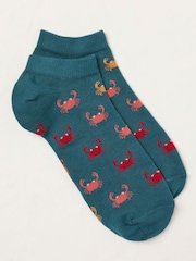 FatFace Teal Blue Crab Trainer Socks - Image 1 of 2