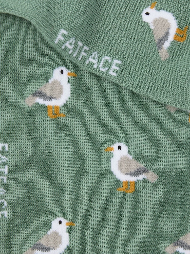 FatFace Green Seagull Trainer Socks - Image 2 of 2