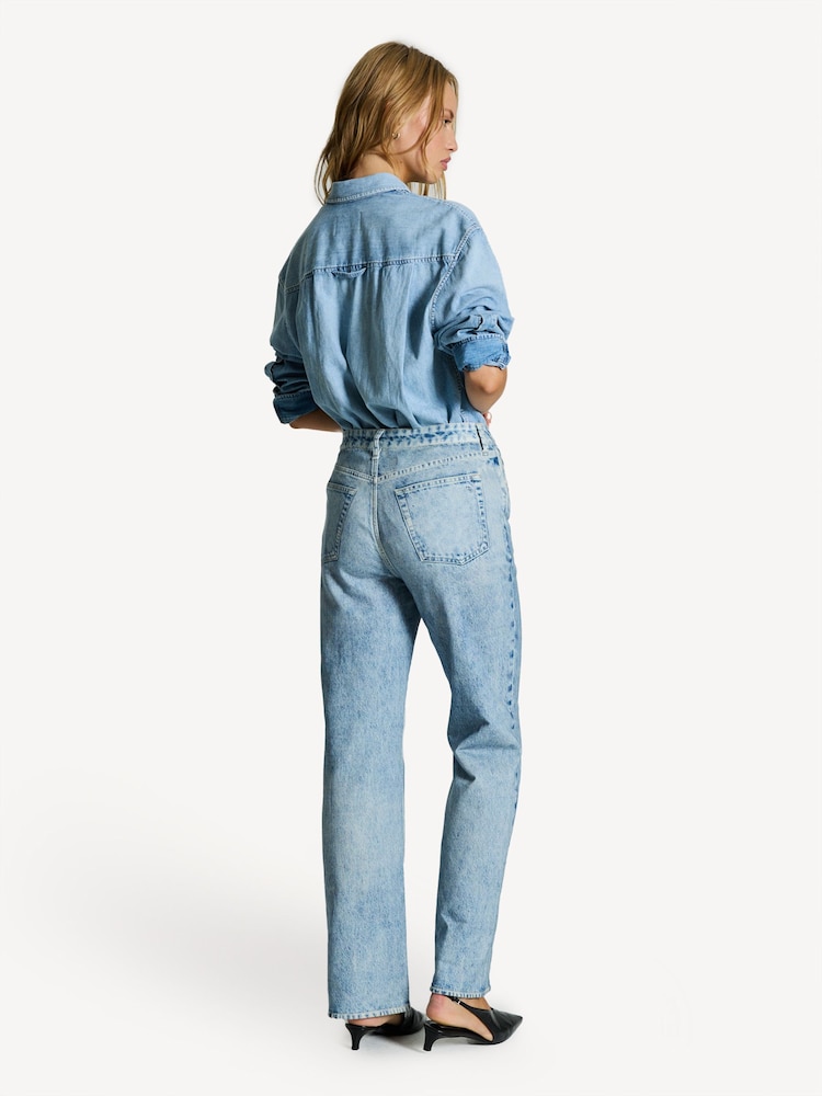 Rag & Bone Blue Miramar Riverly Relaxed Straight High Rise Jeans - Image 2 of 11