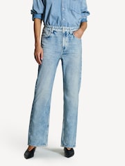 Rag & Bone Blue Miramar Riverly Relaxed Straight High Rise Jeans - Image 4 of 11