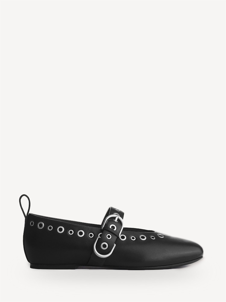Rag & Bone Black Spire Mary Jane Leather Grommets Shoes - Image 1 of 4