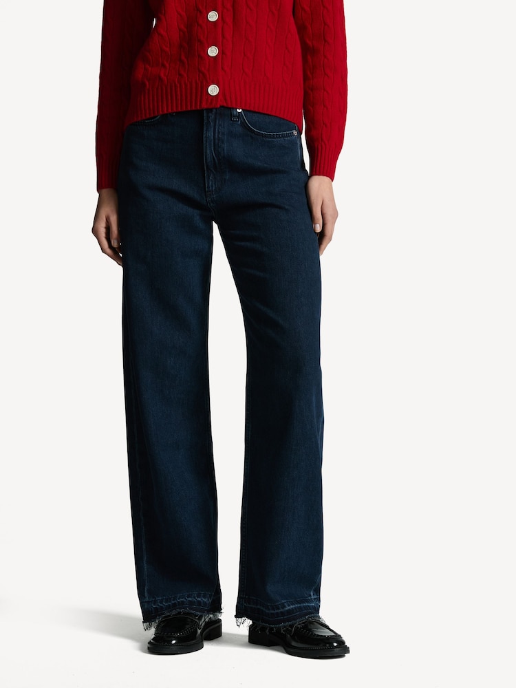 Rag & Bone Blue Logan Mid-Rise Wide Leg Jeans - Image 2 of 9