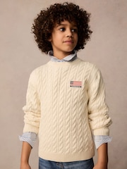Superdry White Cable Knit Jumper - Image 1 of 6