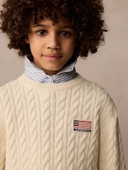 Superdry White Cable Knit Jumper - Image 3 of 6