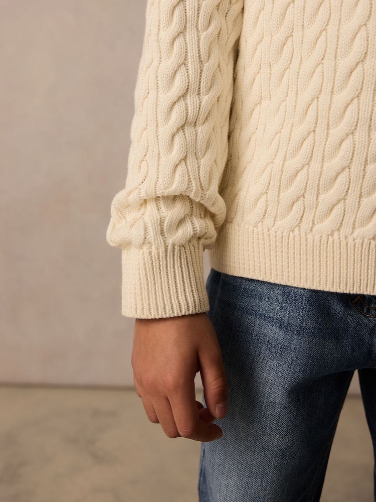Superdry White Cable Knit Jumper - Image 4 of 6
