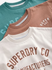 Superdry Brown/Cream T-Shirt 3 Pack - Image 5 of 6