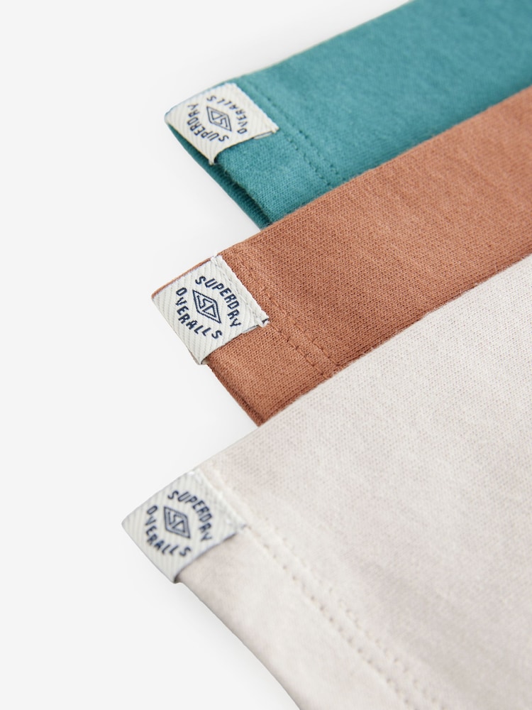 Superdry Brown/Cream T-Shirt 3 Pack - Image 6 of 6