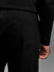 Black/Grey 100% Cotton Jersey Pyjamas Long Sleeve Shorts Set - Image 5 of 10