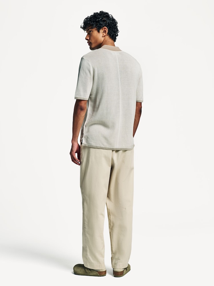 Rag & Bone Natural Harvey Knit Polo Shirt - Image 2 of 5