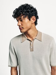 Rag & Bone Natural Harvey Knit Polo Shirt - Image 4 of 5