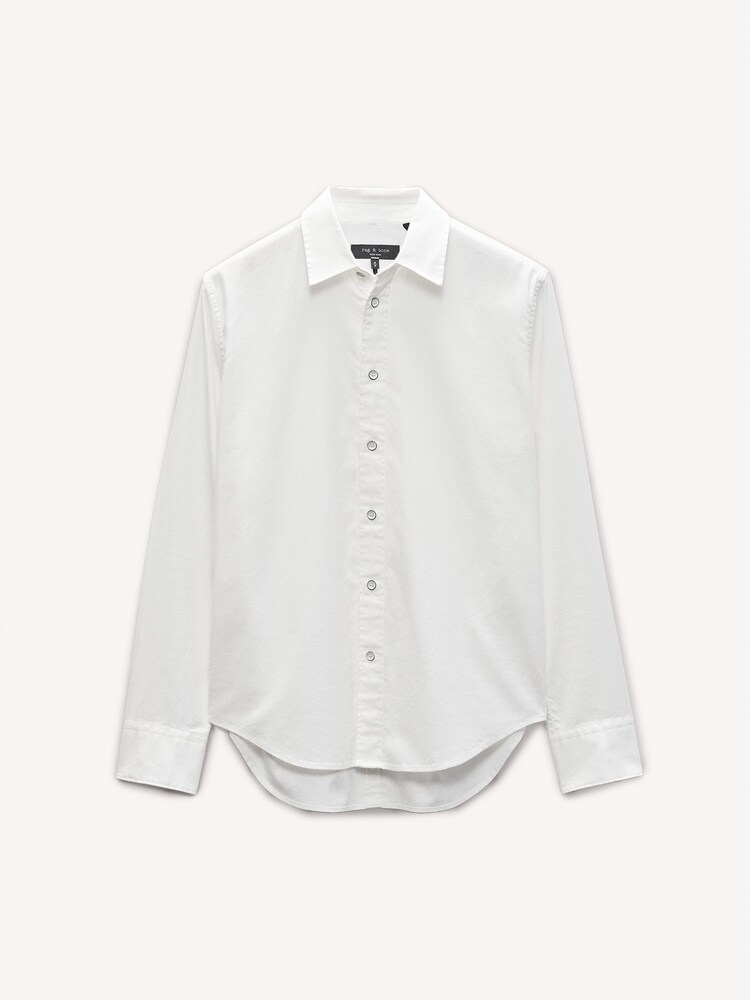 Rag & Bone White Tomlin Stretch Dobby Shirt - Image 6 of 6