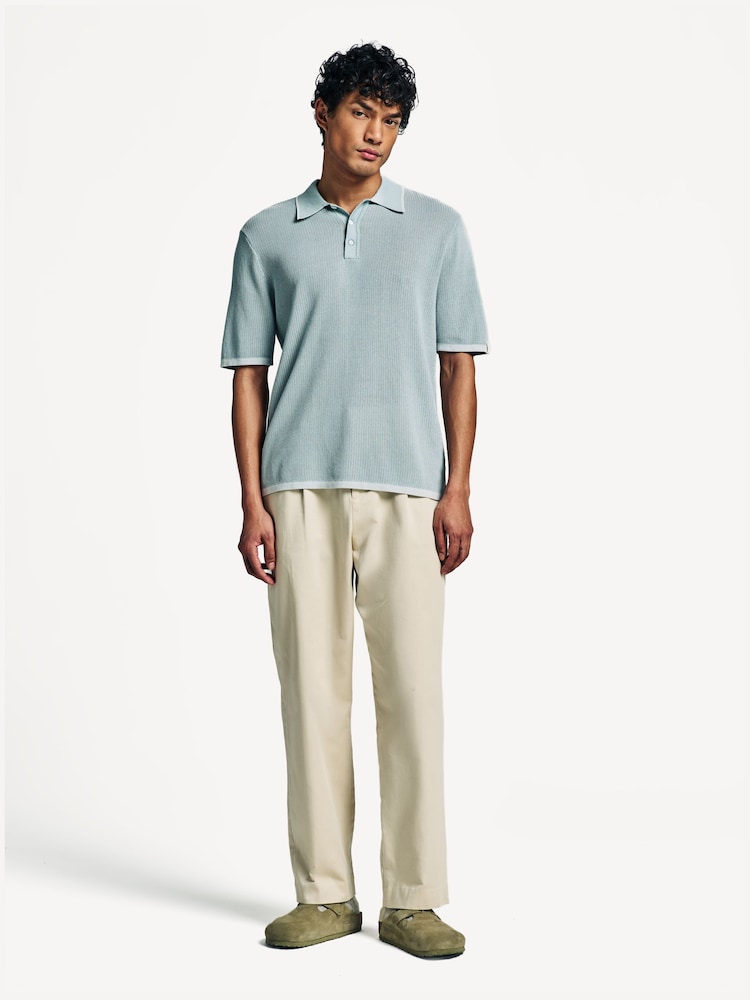 Rag & Bone Blue Harvey Knit Polo Shirt - Image 2 of 7