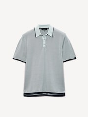 Rag & Bone Blue Harvey Knit Polo Shirt - Image 7 of 7