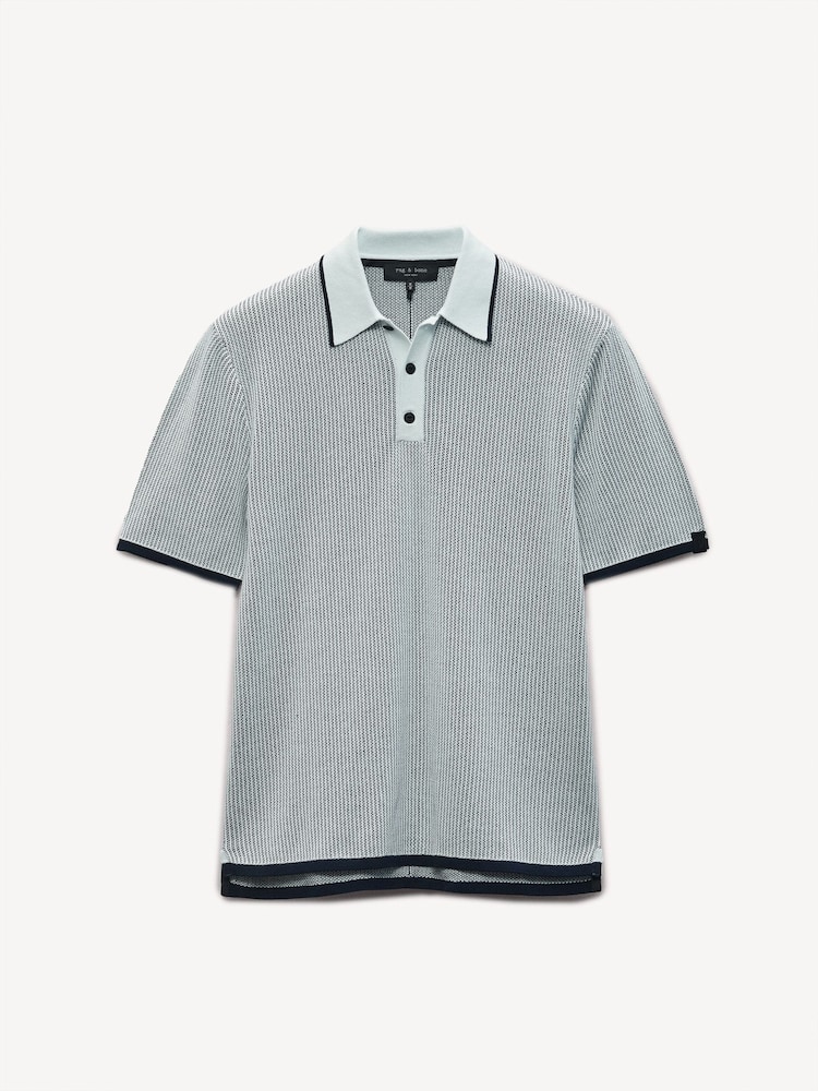 Rag & Bone Blue Harvey Knit Polo Shirt - Image 7 of 7