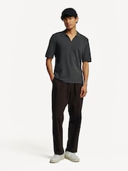 Rag & Bone Grey Rib Johnny Polo Shirt In Zuma Toweling - Image 4 of 7
