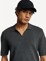 Rag & Bone Grey Rib Johnny Polo Shirt In Zuma Toweling - Image 6 of 7