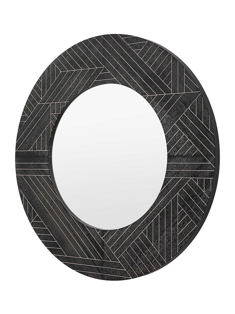 Gallery Home Black Wood Holywell Round Mirror - Image 6 of 6