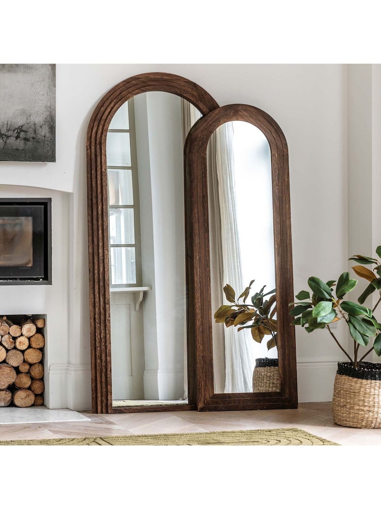 Gallery Home Charcoal Dark Wood Harlech Arch Full Length Mirror - Image 1 of 7