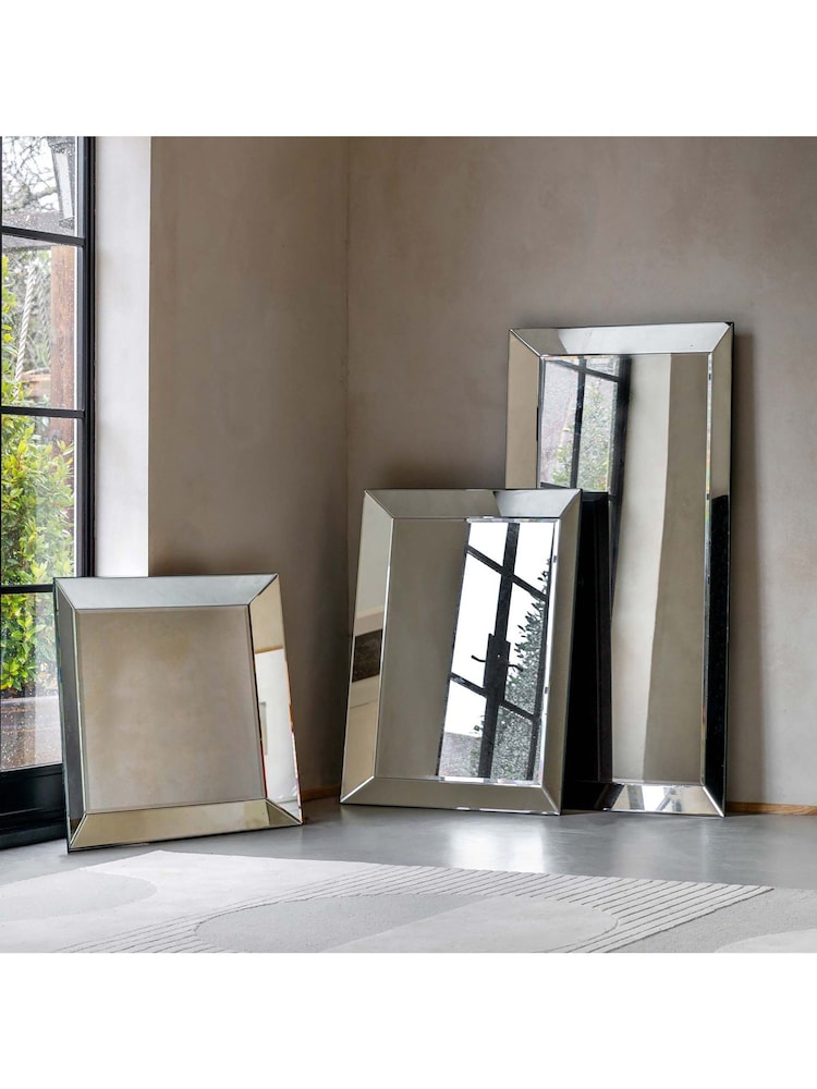 Gallery Home Silver Clear Bevelled Glass Risca Square Wall Mirror - Image 1 of 5