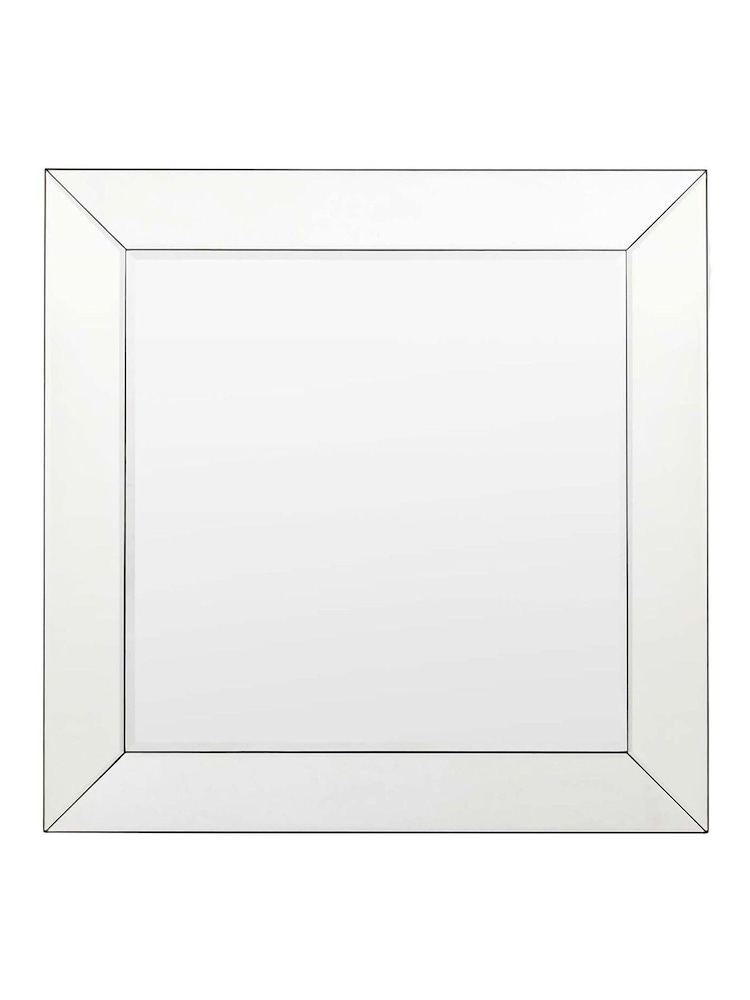 Gallery Home Silver Clear Bevelled Glass Risca Square Wall Mirror - Image 5 of 5