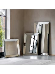 Gallery Home Silver Clear Bevelled Glass Risca Rectangle Wall Mirror - Image 1 of 5