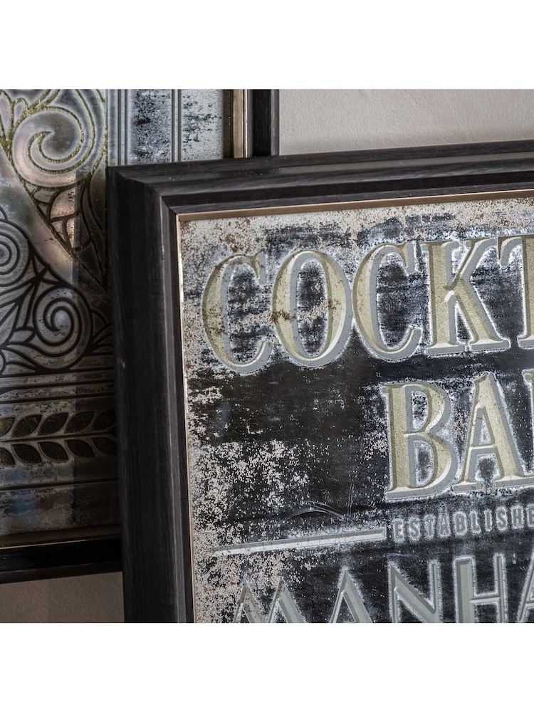 Gallery Home Brown Retro Cocktail List Mirrored Sign - Image 2 of 3
