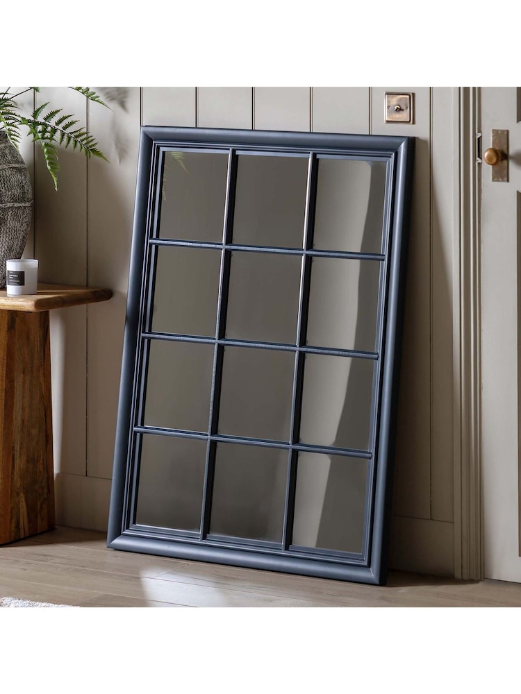 Gallery Home Grey Wood Loughor Rectangle Window Mirror - Image 1 of 6