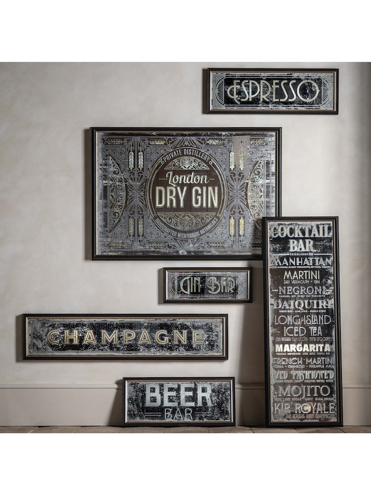 Gallery Home Brown Retro London Dry Gin Mirrored Sign - Image 1 of 3